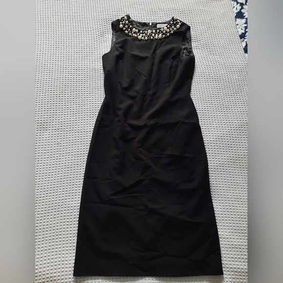 Calvin Klein black dress with pearl neckline - Picture 2 of 4